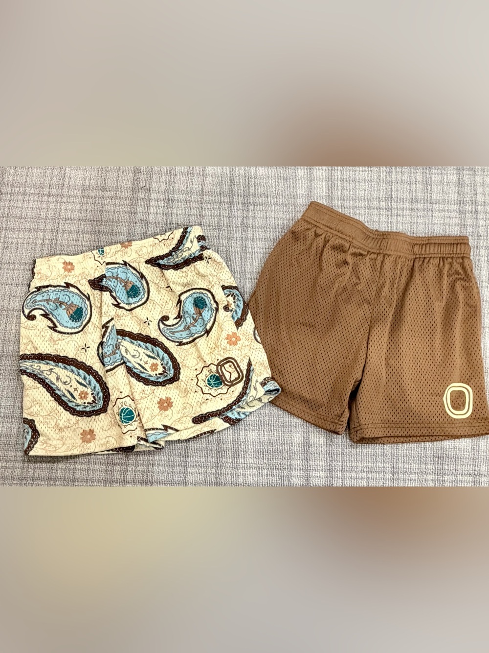 Overtime Kids' Fall Set of Paisley Cream & Brown Shorts Set